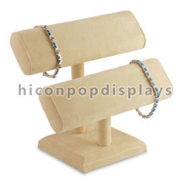 Counter Top 2-Layer-Schmuck-Shop Commercial Wooden T-Bar Samt Schmuck Ornament Armband Display Rack